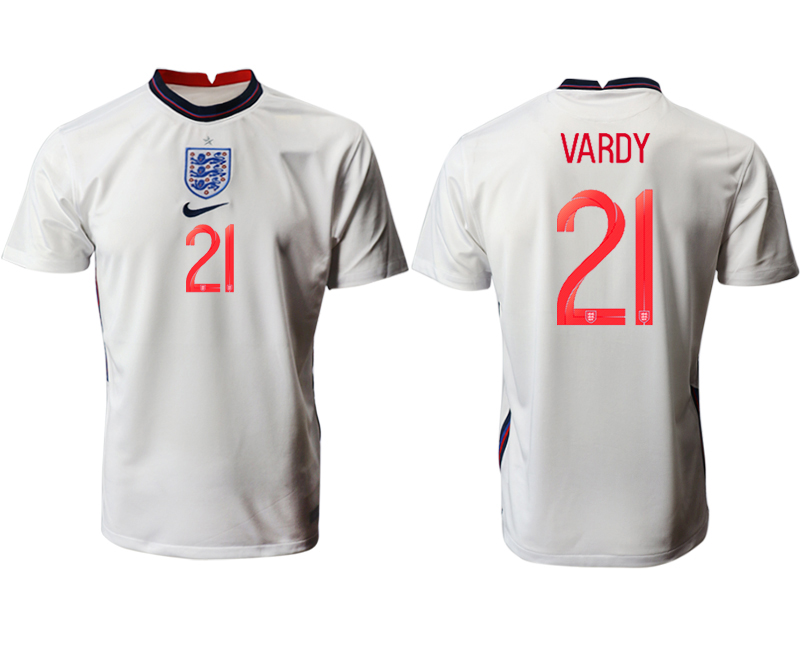 Men 2021 European Cup England home aaa version white #21 Soccer Jersey